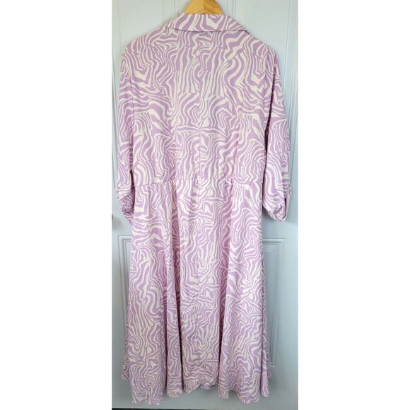 NWT Torrid Midi Studio Crepe De Chine Collared Shirt Dress White Zebra S… - Picture 10 of 10